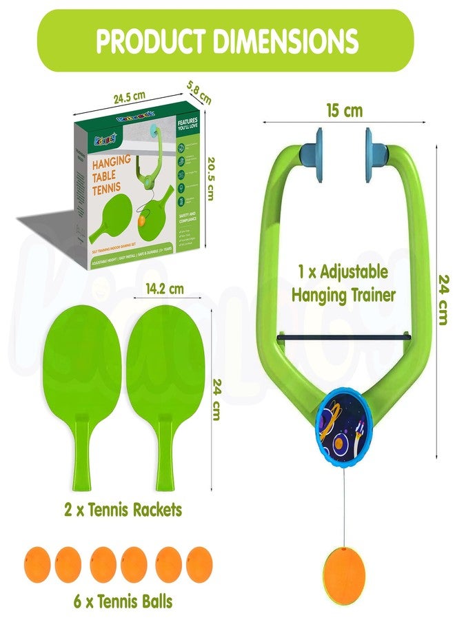 Kidology Door Hanging Table Tennis Trainer for Kids | Indoor Ping Pong Game Set with 2 Rackets and 6 Balls | Fun Sports Toy for Boys and Girls Ages 3+ | Safe Non-Toxic Indoor Play Activity - Image 3