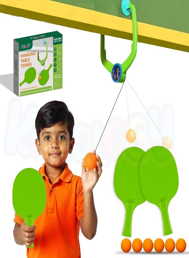 Kidology Door Hanging Table Tennis Trainer for Kids | Indoor Ping Pong Game Set with 2 Rackets and 6 Balls | Fun Sports Toy for Boys and Girls Ages 3+ | Safe Non-Toxic Indoor Play Activity - Image 1