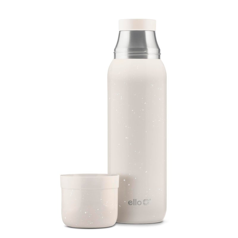 Ello Therma 32oz Insulated Stainless Steel Thermos for Hot & Cold Beverages with Leak Proof Lid & Built-in Cup, Triple Wall Insulation, Hot 24 Hrs, Perfect for Coffee,Tea, Dishwasher Safe, Cream - Image 1