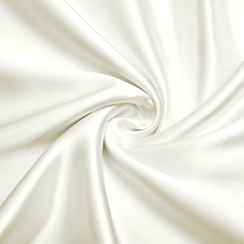 VACVELT Charmeuse Satin Fabric by The Yard, 60 Inch Wide Ivory White Satin Fabric Shiny & Soft Cloth Fabric, Silky Satin Fabric for Bridal Dress, Wedding Decorations, Crafts, Sewing, Draping (1 Yard) - Image 1