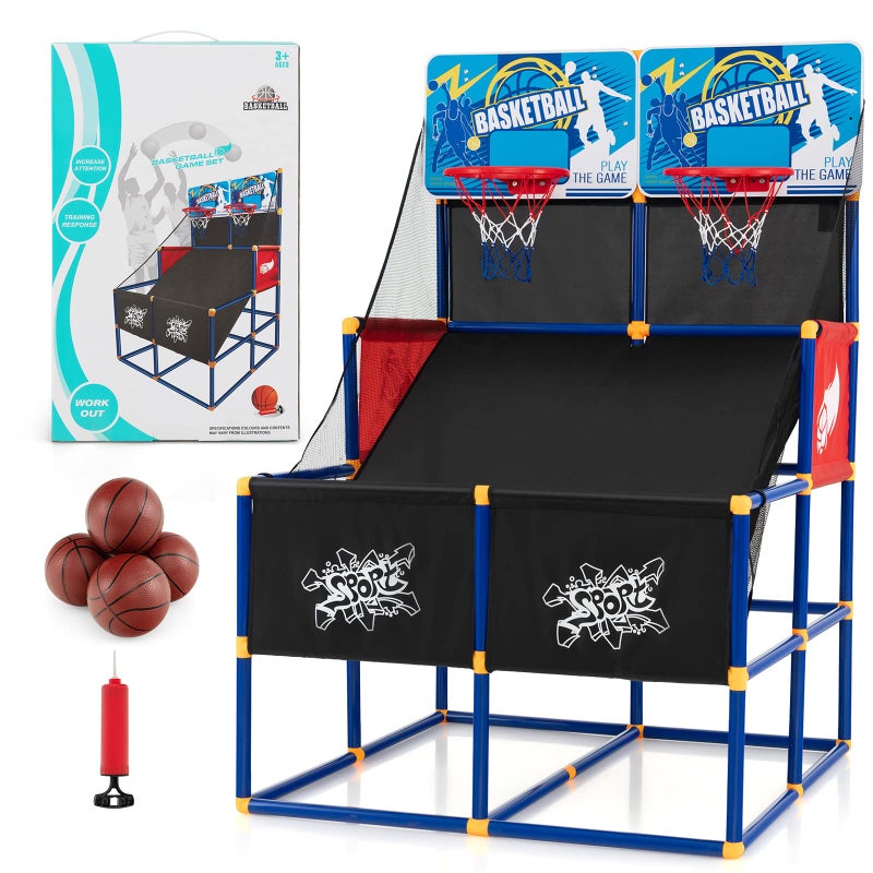 Giantex Arcade Basketball Hoop for Kids  Indoor Outdoor 2 Player Dual Shot Basketball Arcade Game with 4 Balls and Ball Pump Great Gift for Boys and Girls Ages 3 - Image 3