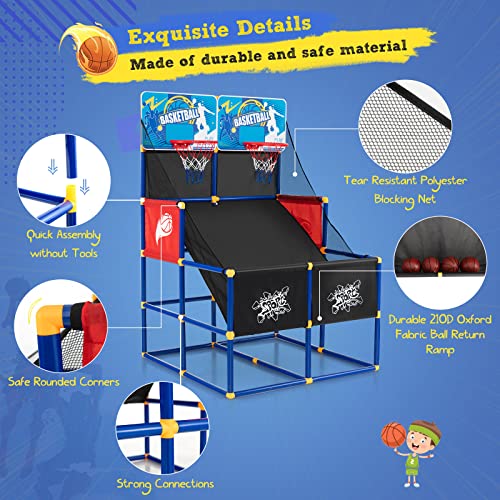 Giantex Arcade Basketball Hoop for Kids  Indoor Outdoor 2 Player Dual Shot Basketball Arcade Game with 4 Balls and Ball Pump Great Gift for Boys and Girls Ages 3 - Image 5