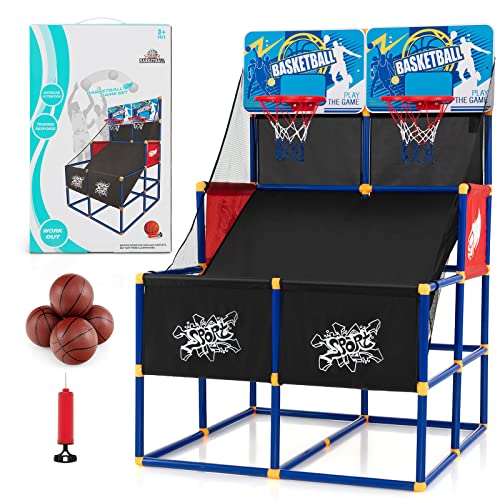 Giantex Arcade Basketball Hoop for Kids  Indoor Outdoor 2 Player Dual Shot Basketball Arcade Game with 4 Balls and Ball Pump Great Gift for Boys and Girls Ages 3 - Image 1