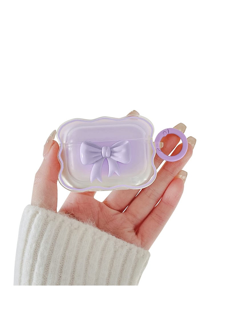 SYOSI Soft Clear TPU Case for AirPods 3 (2021), (Purple) Colorful Bow Keychain Cover Cute 3D Bow Design Cover Clear Protective Case Shockproof Case Cute Protective Cover for Girls Woman Airpods 3  - Image 1