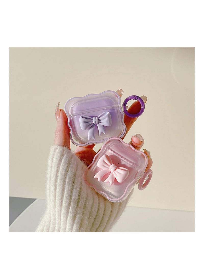 SYOSI Soft Clear TPU Case for AirPods 3 (2021), (Purple) Colorful Bow Keychain Cover Cute 3D Bow Design Cover Clear Protective Case Shockproof Case Cute Protective Cover for Girls Woman Airpods 3  - Image 4