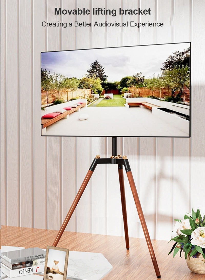فلاشهوك حامل تلفزيون ثلاثي القوائم (Tripod) من Brandtech للشاشات بمقاس 32-65 بوصة، تصميم عصري على طراز الحامل الفني (Easel)، قابل لتعديل الارتفاع والدوران، مناسب لشاشات LED وLCD، يدعم معيار VESA بحد أقصى 600×400 مم، يتحمل وزناً يصل إلى 99 رطلاً (45 كجم تقريباً)، (يتضمن دليل التركيب). - Image 3