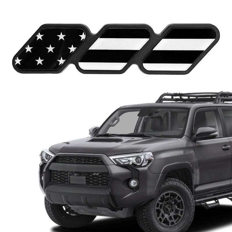 Eponcia TRD Emblem for Front Grill TriColor Grille Decor Badge Grille Insert Trims for Toyota Tacoma 4Runner Tundra Logo Label Car Decoration Accessories for Mesh Slotted GrillBlack USA Flag - Image 3