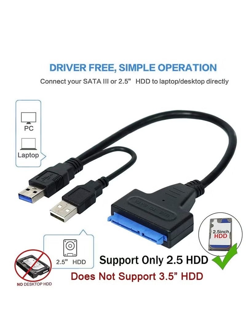 JAJEEK USB 3.0 to SATA Adapter Cable – High-Speed Male to Female Converter for 2.5” HDD/SSD | External Hard Drive Connection Cord for Data Transfer | Plug & Play SATA to USB Cable for Laptop, PC, SSD Backup, and Recovery - Image 2