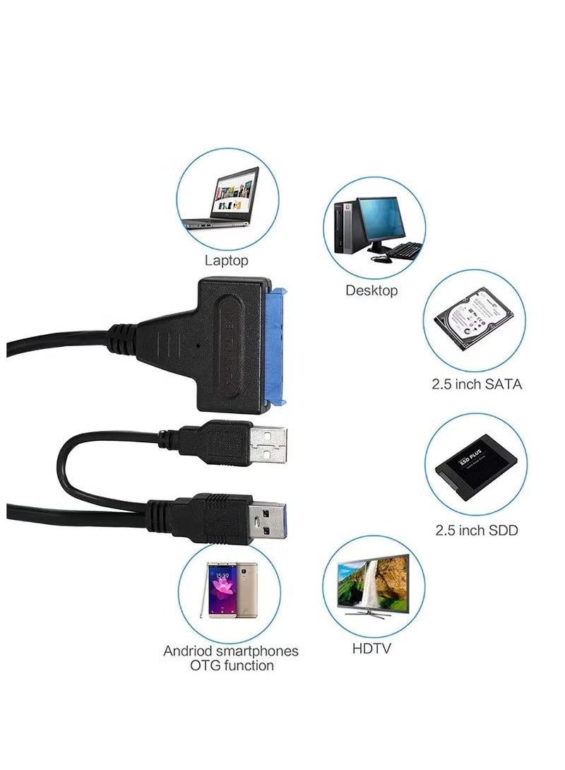 JAJEEK USB 3.0 to SATA Adapter Cable – High-Speed Male to Female Converter for 2.5” HDD/SSD | External Hard Drive Connection Cord for Data Transfer | Plug & Play SATA to USB Cable for Laptop, PC, SSD Backup, and Recovery - Image 3