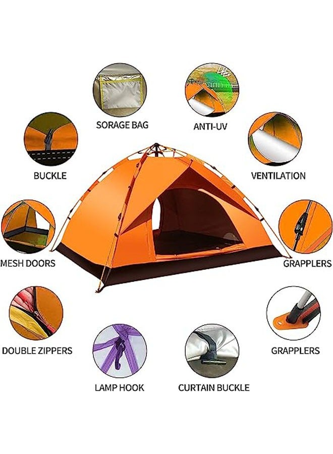 Generic Camping Tent 3-4 Persons, Pop Up Tent Portable Instant Tent Waterproof UV Protection Suitable for Outdoor Sports Travel Beach Picnic with Carrying Bag  - Image 2