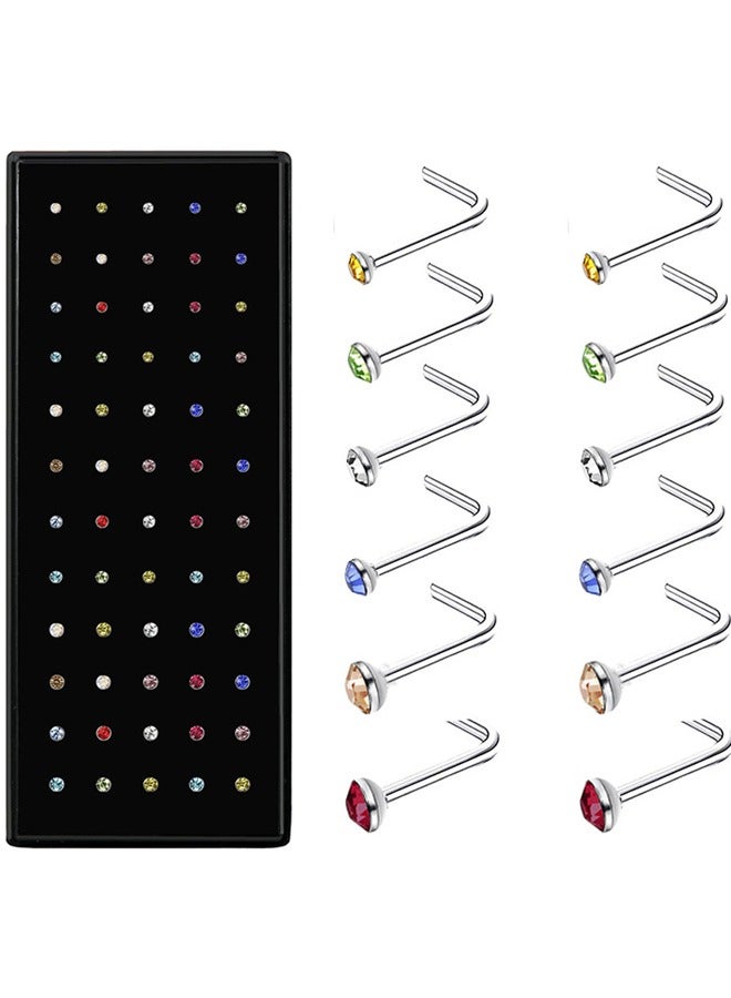 60 PCS Small Nose Rings Studs for Women Men Stainless Steel Body Jewelry - Image 1