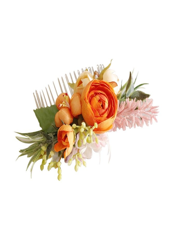 Herxsin Wedding Flower Hair Comb Boho Wedding Orange Bridal Headpieces Hairpins Bride Hair Combs Floral Slide Hairing Clips Accessories for Women and Girls(COLOR:Orange) - Image 1