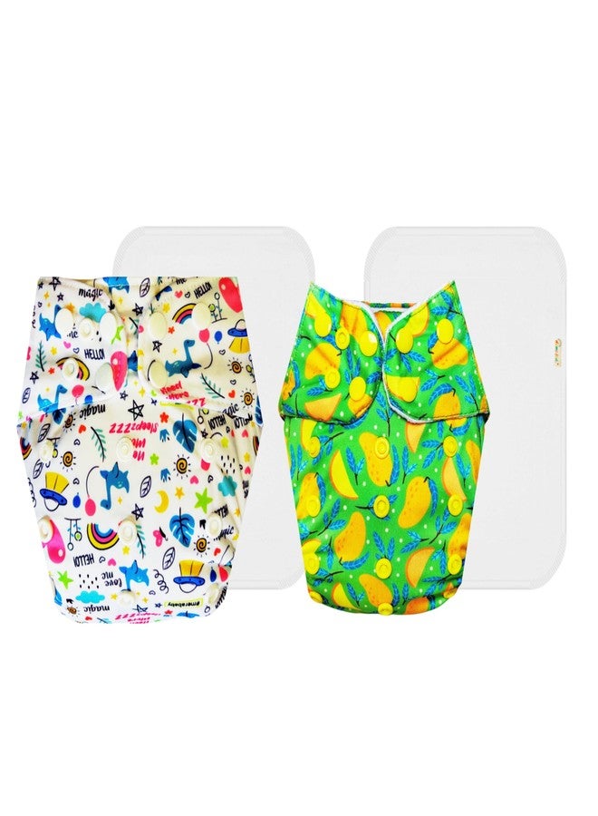 Dumbledo Premium Cloth Diaper with Cotton Insert (Pack of 2) | Dry Feel and Comfortable | 6-Layer Absorbent Pad | Quick Dry | Worry-Free Diapering | 3 Months - 3 Years | Unisex Baby - Image 1