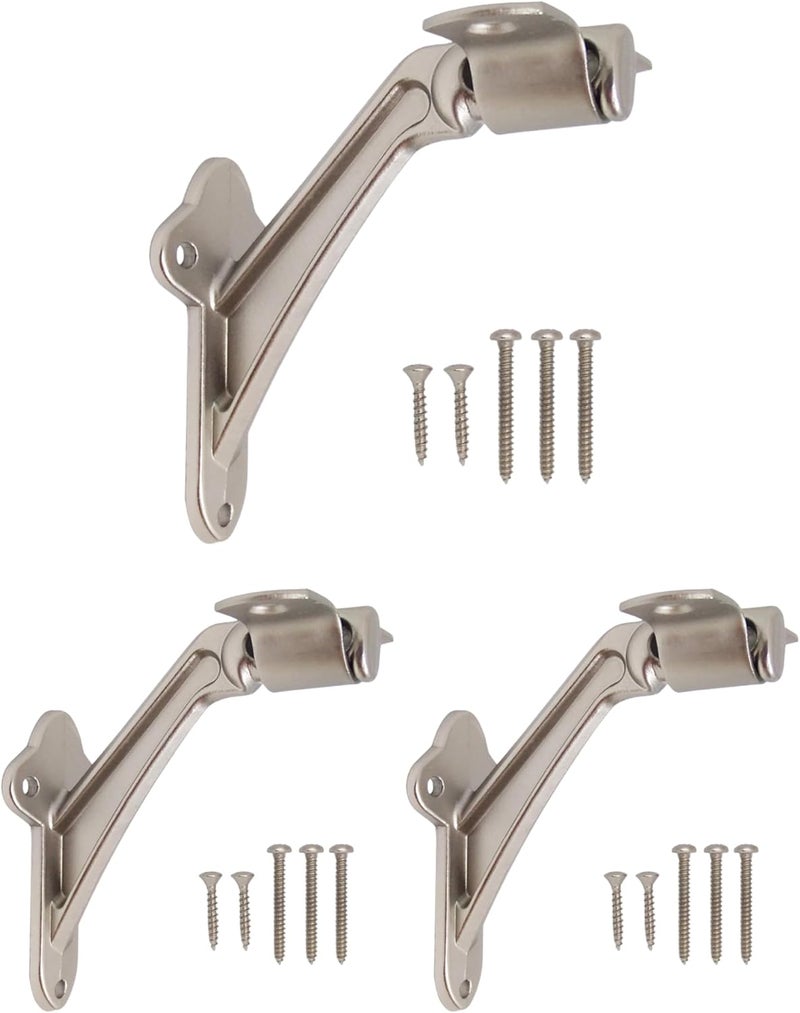 HOWTOOL Commercial Grade Handrail Bracket Wall Mounted Satin Nickel, 3 Pack | - Image 2