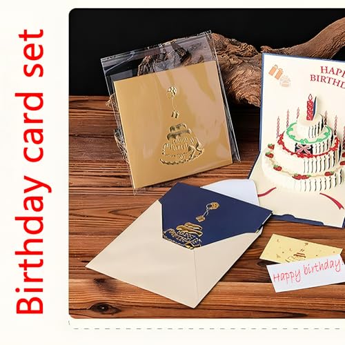 Jubobu 3D PopUp Birthday Cards, Candle Cake Happy Birthday Card Postcards Greeting Cards Birthday Gifts Decorations for Women, Man, Mom, Wife, Husband, Boy, Girl (blue) - Image 5