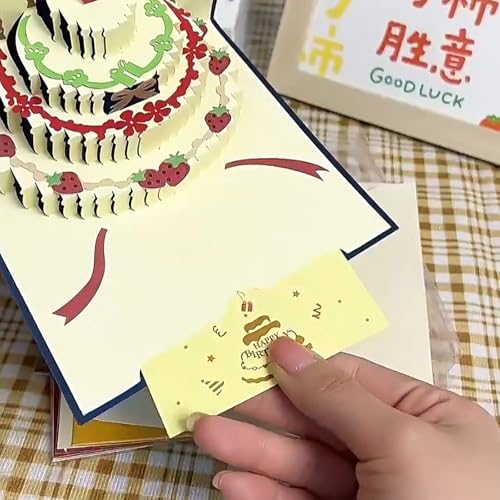 Jubobu 3D PopUp Birthday Cards, Candle Cake Happy Birthday Card Postcards Greeting Cards Birthday Gifts Decorations for Women, Man, Mom, Wife, Husband, Boy, Girl (blue) - Image 3