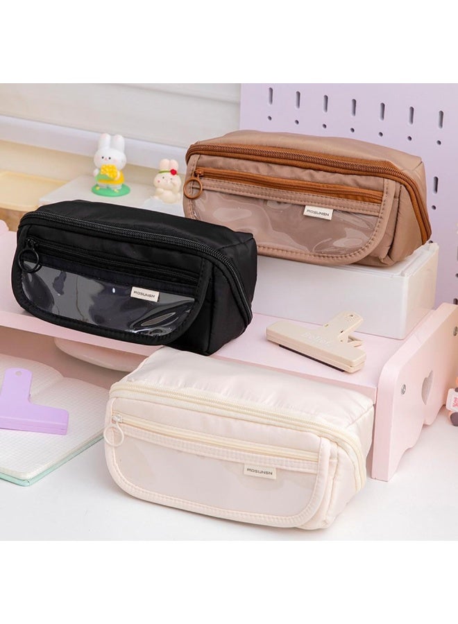 شهقلزس مقلمة أقلام بسعة كبيرة، حقيبة أقلام متعددة الطبقات بسحاب مزدوج، منظم أدوات مكتبية لطيف ومتين للمدرسة والمكتب والسفر - Image 3