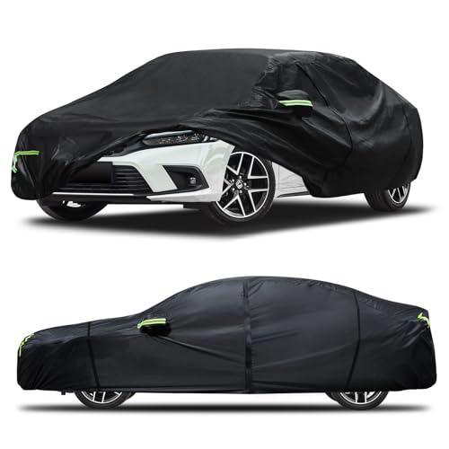 Qualencey Car Cover Custom Fit for Honda Civic 1991-2025,Toyota Corolla 2000-2025,6 Layers Truck Cover Waterproof All Weather for Automobiles,Outdoor Full Exterior Cover,Rain, Sun, Wind Protection,Black - Image 1
