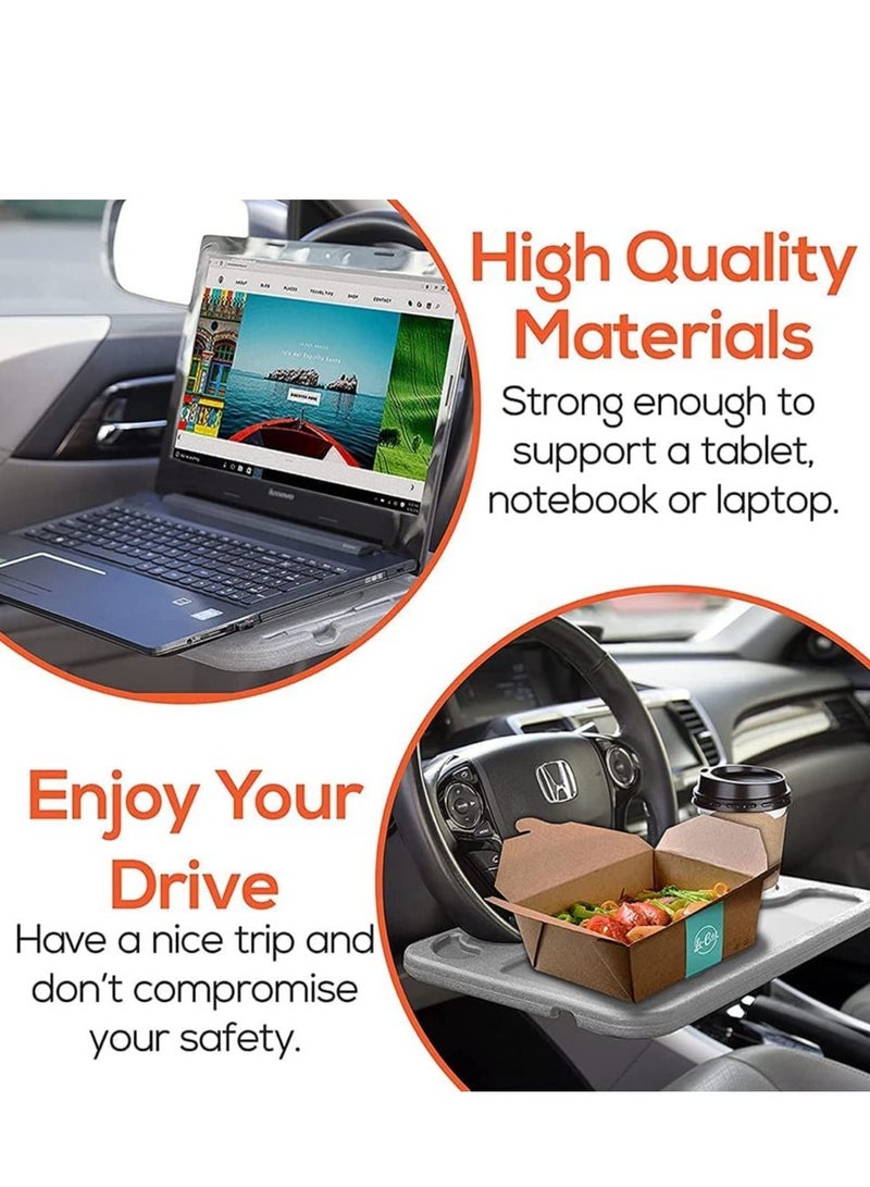 KASTWAVE Steering Wheel Desk Car Table for Writing Laptop Tablet with Pen Slot Food Eating Tray with Cup Holder Car Table Accessories for Drivers Fits Most Vehicle Steering Wheels - Image 5