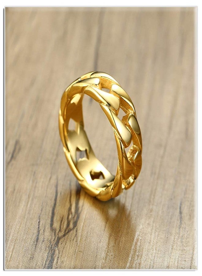 Xusamss Hip Hop Stainless Steel Cuban Chain Band Ring - Image 5