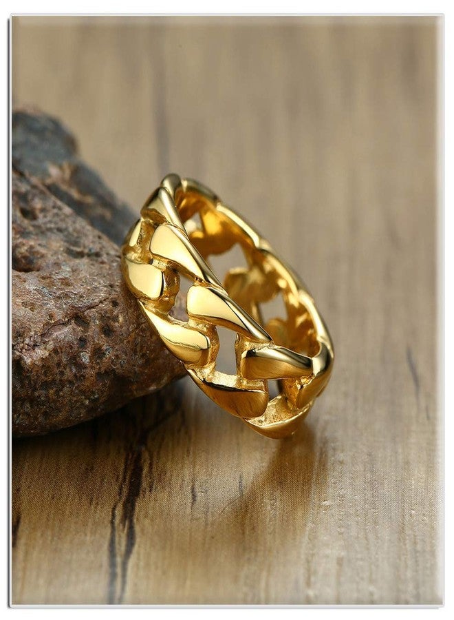 Xusamss Hip Hop Stainless Steel Cuban Chain Band Ring - Image 4