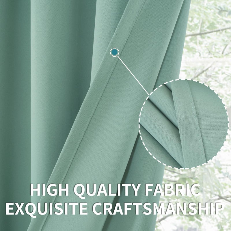 BGment Rod Pocket Room Darkening Curtains for Bedroom 48 Inches Length - Thermal Insulated Blackout Curtain for Bedroom  Light Sage  42 x 48 Inch  2 Panels - Image 4