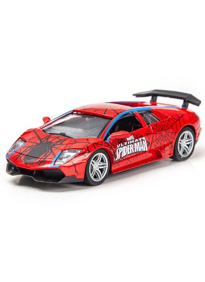 1:32 Spiderman Theme Model Car, Lamborghini Car Model, Superhero Zinc Alloy Pull Back Toy Car, Alloy Collectible Toy for Kids Boy Girl Gift Collectible  - Image 1