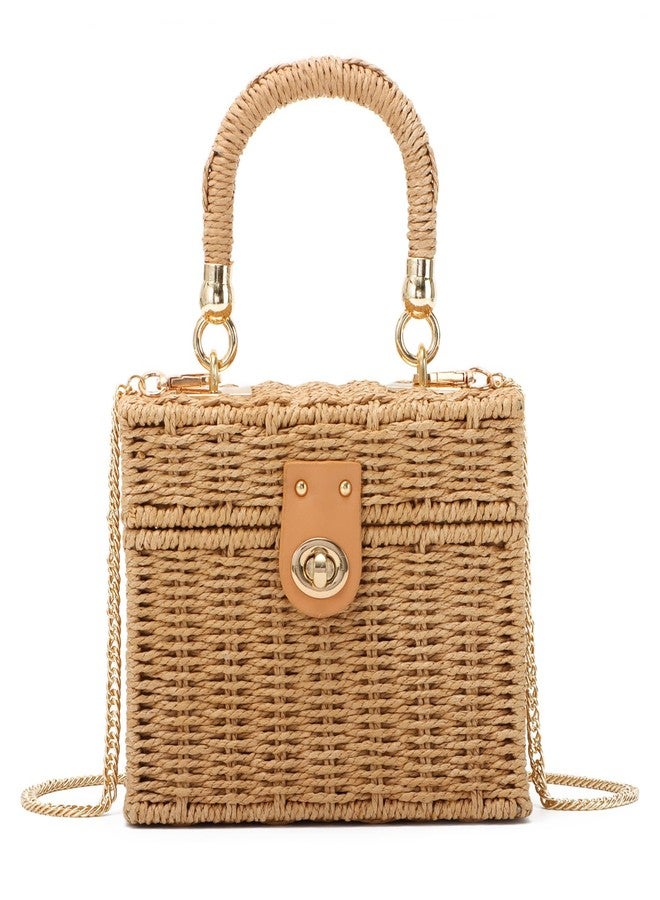 KUANG! Handwoven Rattan Bag for Women Woven Straw Square Crossbody Bag Vintage Basket Purse Beach Tote Bag - Image 1