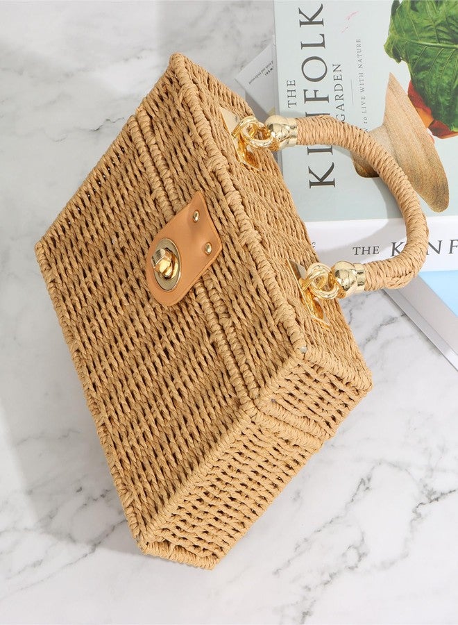 KUANG! Handwoven Rattan Bag for Women Woven Straw Square Crossbody Bag Vintage Basket Purse Beach Tote Bag - Image 3