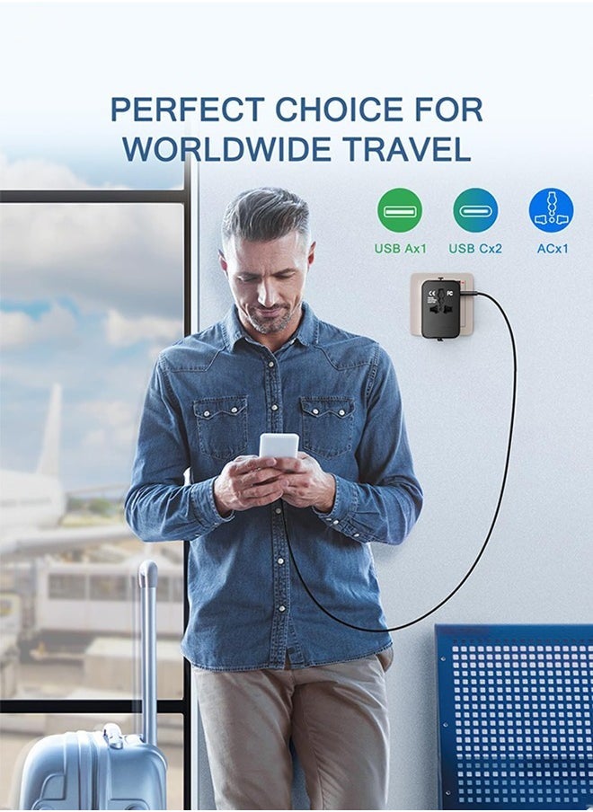 HOMESTAR Universal Travel Adapter Worldwide, Travel Plug Adapter Worldwide International Travel Adapter With 2 USB-C&1 USB-A, World Travel Adaptor All in One Universal Charger Power Adapter for EU US UK AU  - Image 4