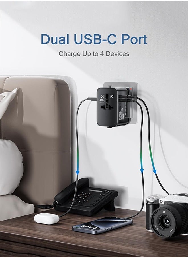 HOMESTAR Universal Travel Adapter Worldwide, Travel Plug Adapter Worldwide International Travel Adapter With 2 USB-C&1 USB-A, World Travel Adaptor All in One Universal Charger Power Adapter for EU US UK AU  - Image 5
