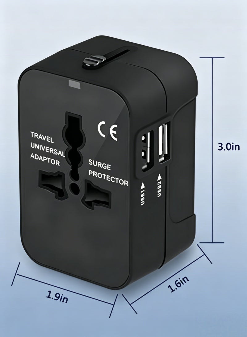 HOMESTAR Universal Travel Adapter Worldwide, Travel Plug Adapter Worldwide International Travel Adapter With 2 USB, World Travel Adaptor All in One Universal Charger Power Adapter for EU US UK AU - Image 2