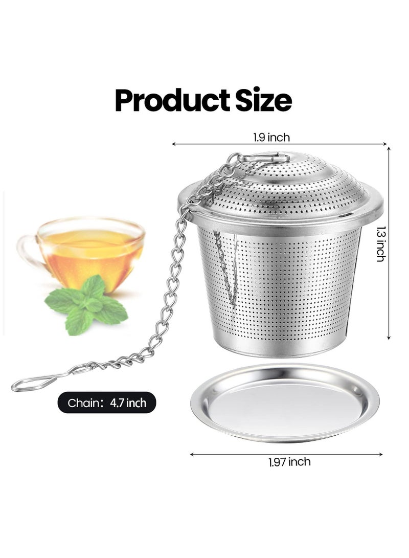 SOLARAE Tea Infuser, 9 Pieces Stainless Steel Tea Strainer with Extended Chain Hook and Saucer Loose Leaf Tea Steeper Fine Mesh Tea Ball Tea Filter for Brew Tea Spices Seasonings Fits Cup Mug Bottle - Image 2