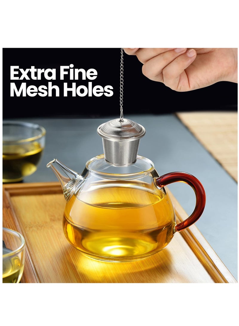 SOLARAE Tea Infuser, 9 Pieces Stainless Steel Tea Strainer with Extended Chain Hook and Saucer Loose Leaf Tea Steeper Fine Mesh Tea Ball Tea Filter for Brew Tea Spices Seasonings Fits Cup Mug Bottle - Image 5
