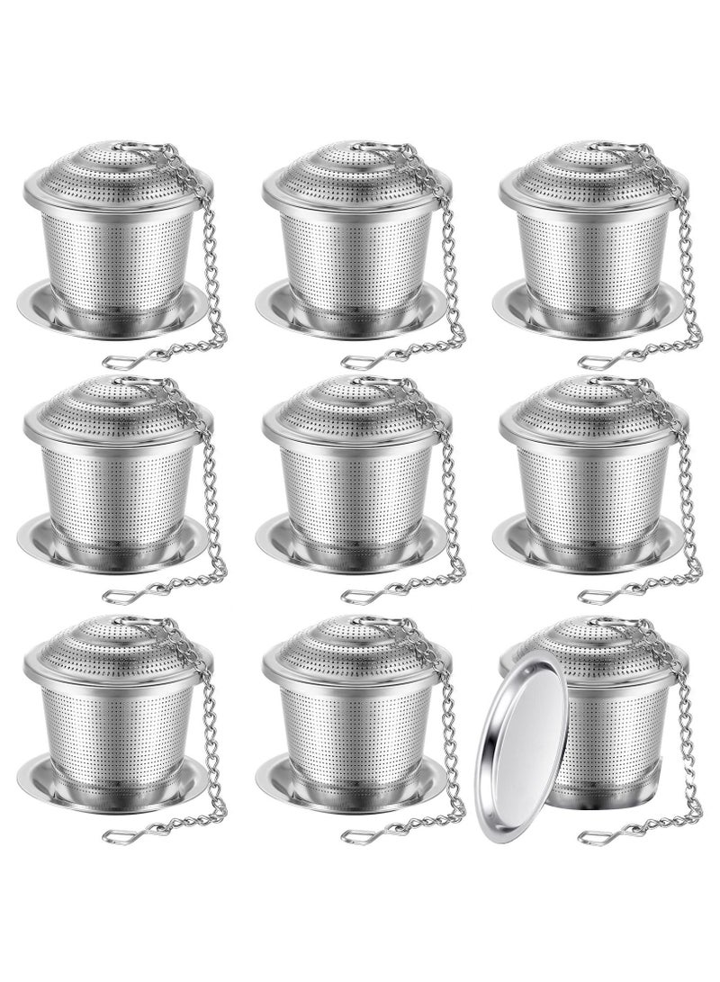 SOLARAE Tea Infuser, 9 Pieces Stainless Steel Tea Strainer with Extended Chain Hook and Saucer Loose Leaf Tea Steeper Fine Mesh Tea Ball Tea Filter for Brew Tea Spices Seasonings Fits Cup Mug Bottle - Image 1