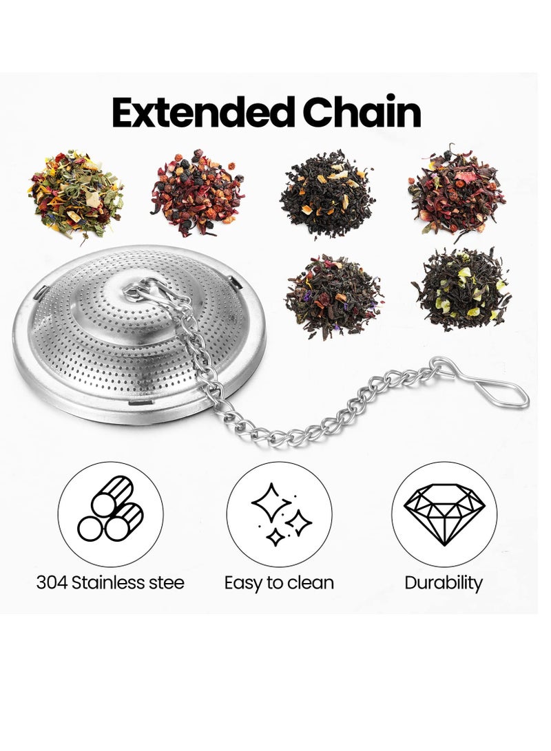 SOLARAE Tea Infuser, 9 Pieces Stainless Steel Tea Strainer with Extended Chain Hook and Saucer Loose Leaf Tea Steeper Fine Mesh Tea Ball Tea Filter for Brew Tea Spices Seasonings Fits Cup Mug Bottle - Image 4