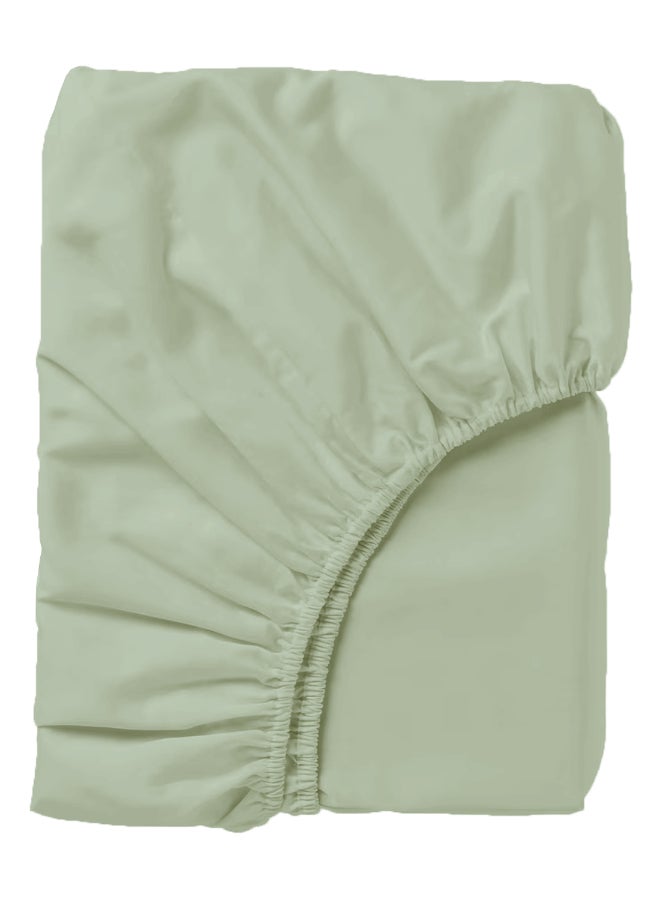 ايست من نون شريحة سرير سوبر كينغ مقاس | مادة قطن ساتين ناعمة 400TC | لون أخضر صحراوي فاتح | 1 شريحة سرير مقاس 200 × 200 سم مع جيب عميق 40 سم | مناسبة لمرتبة سوبر كينغ - Image 5