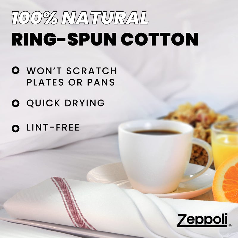 Zeppoli Zeppoli Classic Dish Towels - 15 Pack - 14"" by 25"" - 100% Cotton Kitchen Towels - Reusable Bulk Cleaning Cloths - Red Hand Towels - Super Absorbent - Machine Washable  - Image 3