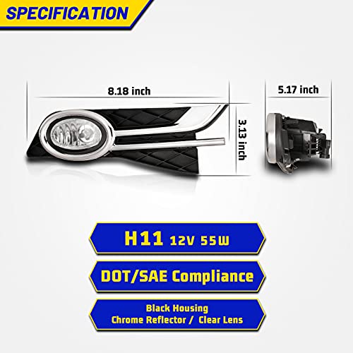 AUTOFREE Driving Fog Lights for Honda Odyssey 2014-2017 with H11 12V 55W Bulbs Fog Lamps Assembly Included Wiring Kits & Switch-1 Pair (Clear Lens) - Image 3