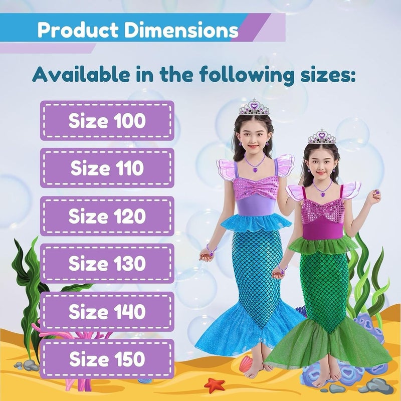 Home Smart Mermaid Princesses Queen Costume Dress for kid's Birthday Party Dress with Accessories Fairy-Tale Fancy Girl Dress for Party Favor and more. - Image 2