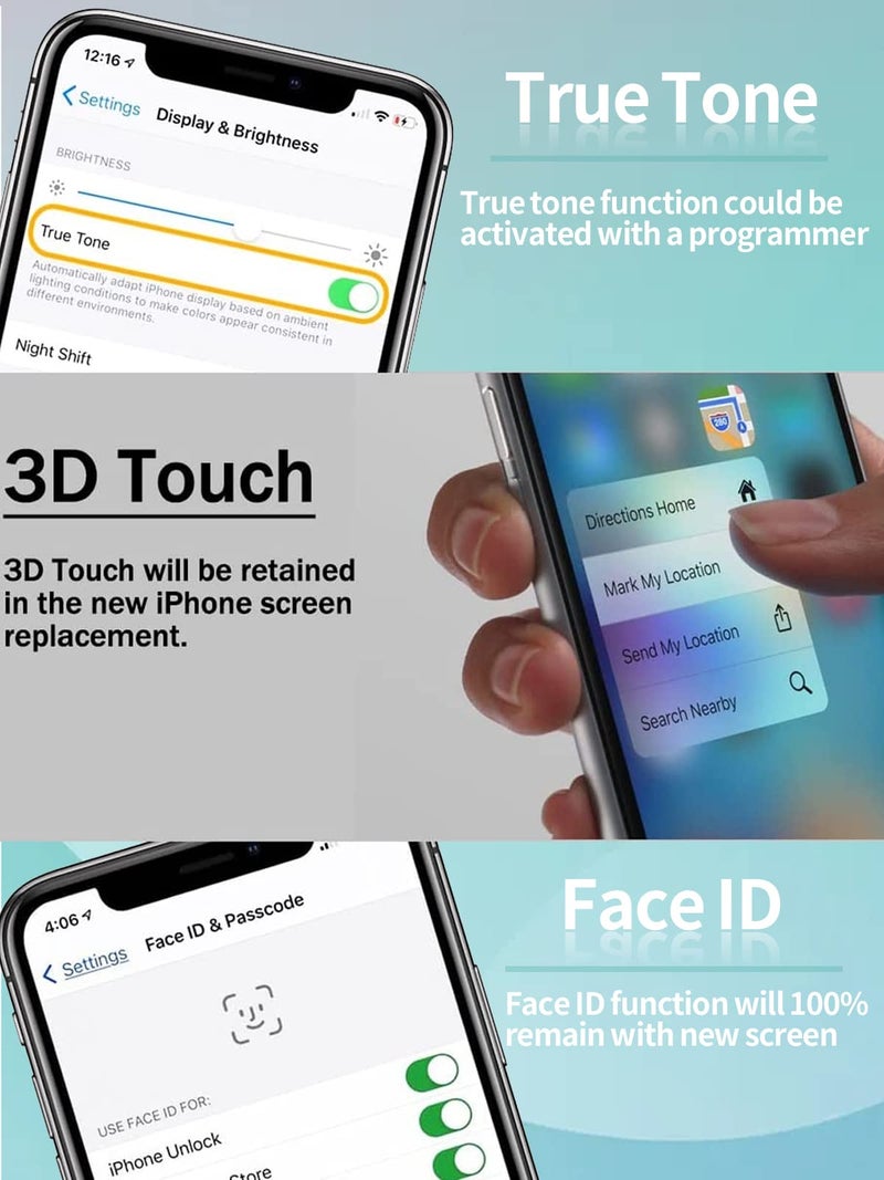 Ayake Screen Replacement for iPhone XR, 6.1-inch LCD Display Full HD and Touch Digitizer Assembly True Tone Programmable Face ID Remains with Tool Kits, for Model A1984, A2105, A2106, A2108 - Image 4