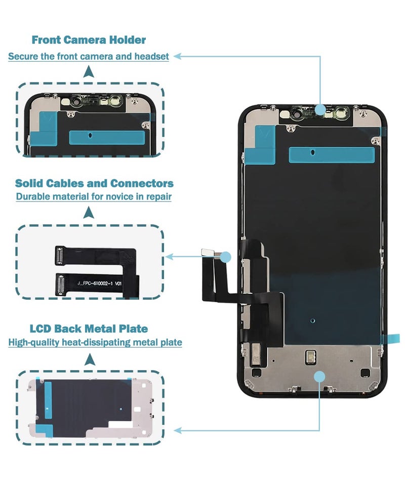 Ayake Screen Replacement for iPhone XR, 6.1-inch LCD Display Full HD and Touch Digitizer Assembly True Tone Programmable Face ID Remains with Tool Kits, for Model A1984, A2105, A2106, A2108 - Image 3