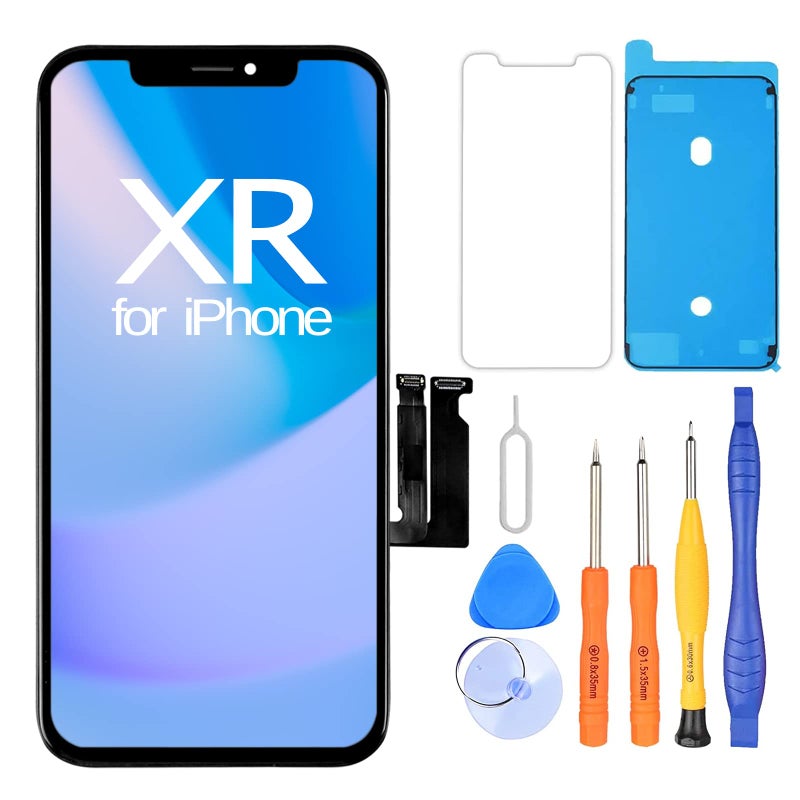 Ayake Screen Replacement for iPhone XR, 6.1-inch LCD Display Full HD and Touch Digitizer Assembly True Tone Programmable Face ID Remains with Tool Kits, for Model A1984, A2105, A2106, A2108 - Image 1