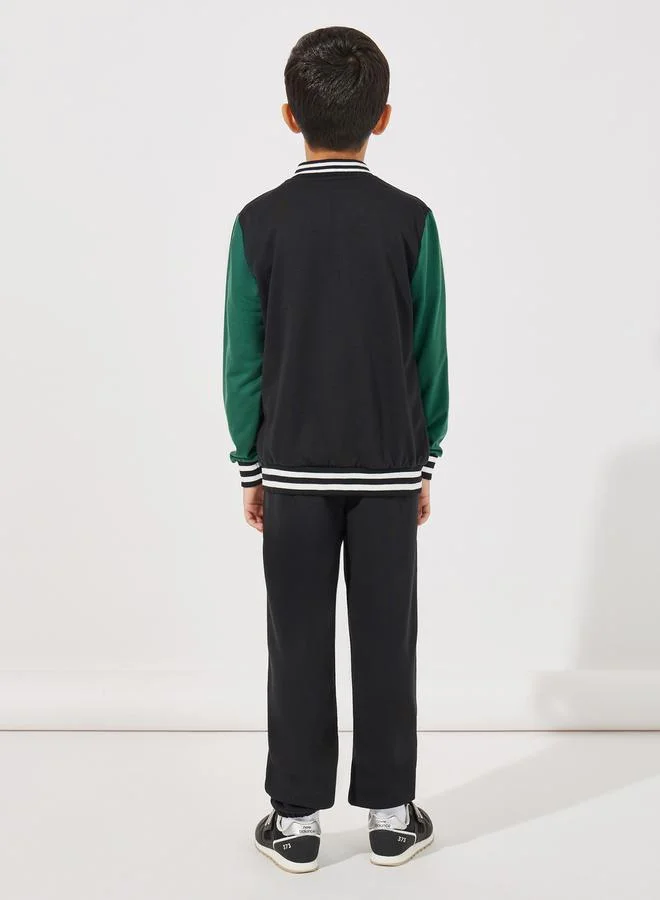 Styli Color Block Varsity Jacket & Joggers Set