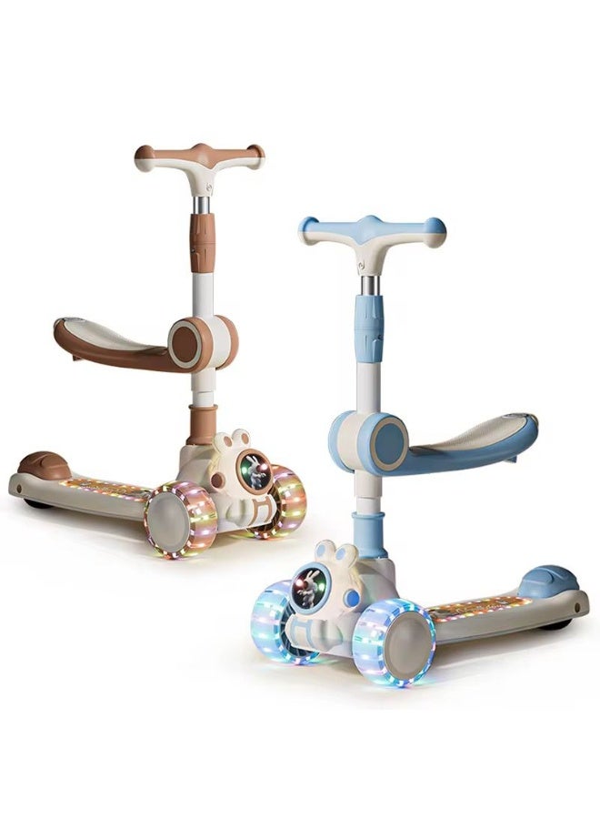 سكوتر للاطفال 3 في 1 مع موسيقى، ارتفاع قابل للتعديل 68-80 سم، مقعد قابل للازالة، مصابيح LED، تصميم قابل للطي، للاطفال الصغار من هابي كيدو - Image 4