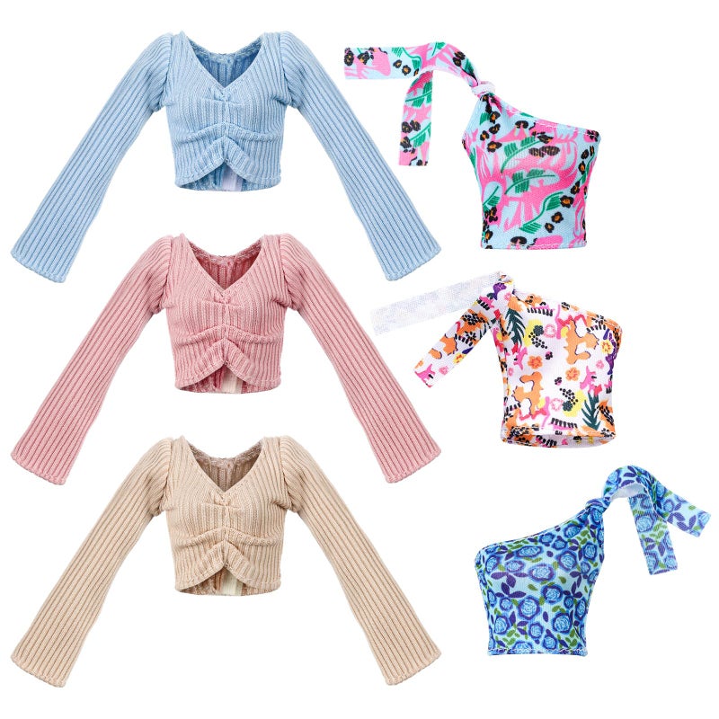 Bencailor 6 Pcs Doll Clothes for 118 Inch Doll Clothing Outfit Accessories Winter Coat Tops Swimwear T Shirt Dress Outfit Birthday GiftGraceful StyleLight Color - Image 2