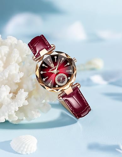 Gosasa Top Brand Luxury Women's Watch Diamond Dial Elegant Watch for Women Leather Quartz Fashion Ladies Wristwatch Waterproof Analog Display Stainless Steel - Image 2