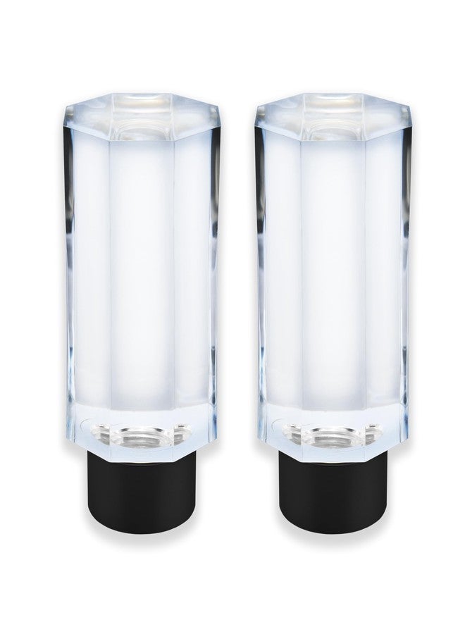 BLASTHOME Luxury Faceted Pillar Finials - Fits Only Signature Collection Curtain Rods (Rod Not Included) - Premium Quality, Heavy Metal - Set of Two - Crystal Clear/Tuxedo Black Finish - Image 1