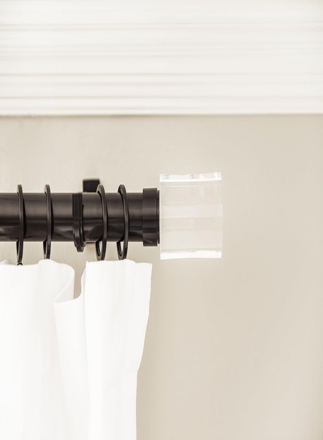 BLASTHOME Luxury Faceted Pillar Finials - Fits Only Signature Collection Curtain Rods (Rod Not Included) - Premium Quality, Heavy Metal - Set of Two - Crystal Clear/Tuxedo Black Finish - Image 5