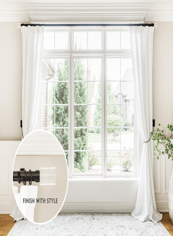 BLASTHOME Luxury Faceted Pillar Finials - Fits Only Signature Collection Curtain Rods (Rod Not Included) - Premium Quality, Heavy Metal - Set of Two - Crystal Clear/Tuxedo Black Finish - Image 2